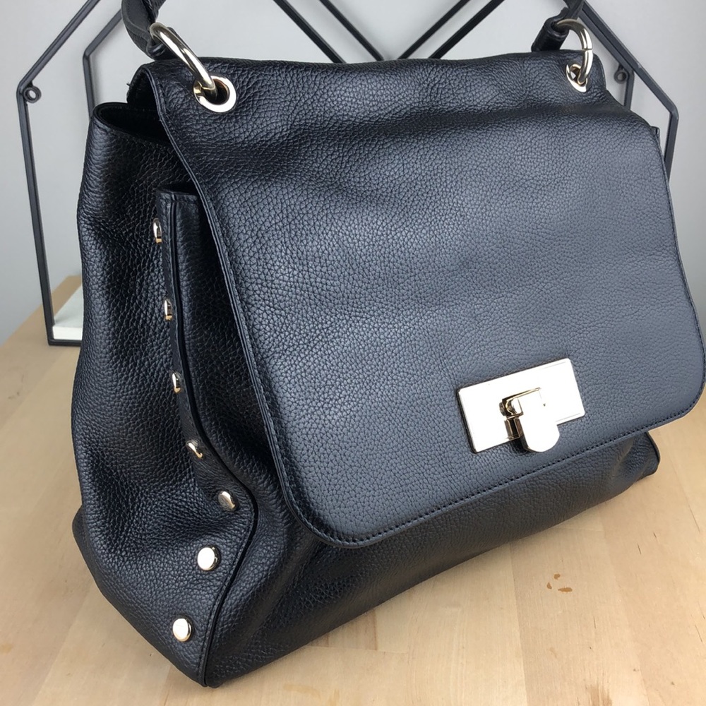 Donna Karan leather bag, black shoulder bag